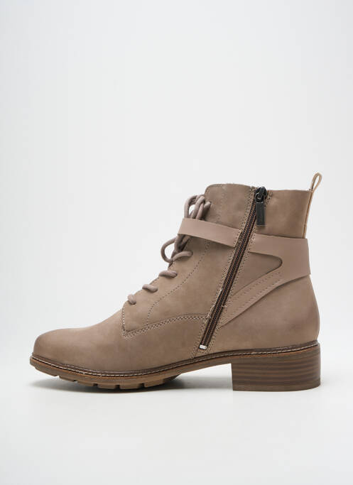 Bottines/boots fermeture zip et lacets talon plat jusqu'à 3cm beige TAMARIS femme