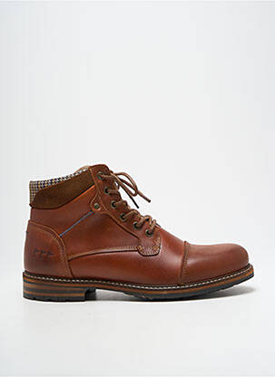 Bottines/boots matière lisse talon bas marron COTEMER homme