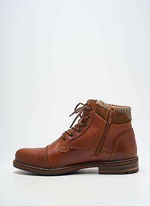 Bottines/boots matière lisse talon bas marron COTEMER homme