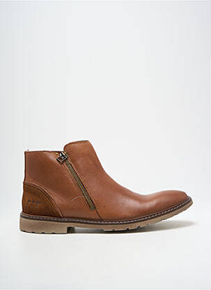 Bottines/boots fermeture zippée talon bas marron COTEMER homme