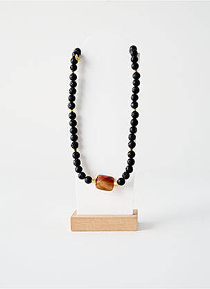 Collier ornement pierre noir ROSA PALMA femme