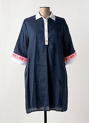 Robe mi-longue manches 3/4 manches 3/4 bleu VILAGALLO femme