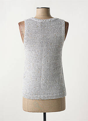 Pull coupe cintrée sans manche gris LUISA CERANO femme