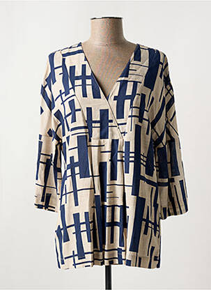Blouse manches 3/4 manches 3/4 bleu ORTO BOTANICO femme