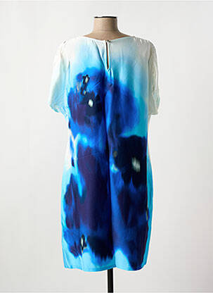 Robe mi-longue imprimé fleurs manches courtes bleu CAROLINE BISS femme