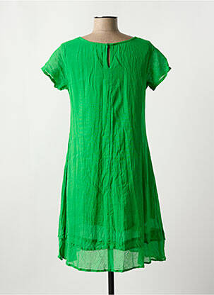 Robe mi-longue tissage crêpe manches courtes vert ORIENTIQUE NATURALLY femme