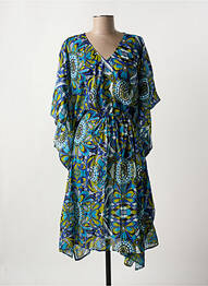Robe mi-longue coupe fluide manches 3/4 bleu DRESS ADDICT femme