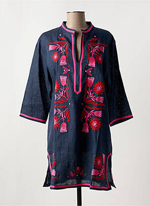 Tunique manches longues tissage crêpe bleu VILAGALLO femme