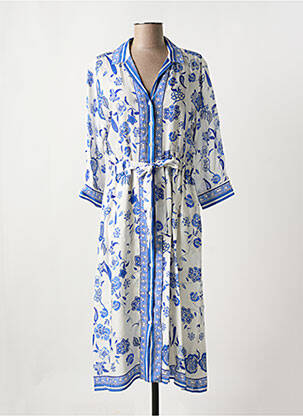 Robe mi-longue imprimé fleurs manches 3/4 bleu GERARD DAREL femme