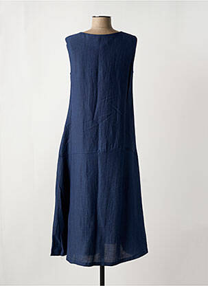 Robe mi-longue tissage crêpe sans manche bleu ORTO BOTANICO femme