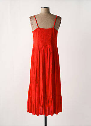 Robe mi-longue tissage crêpe fines bretelles rouge ORIENTIQUE NATURALLY femme
