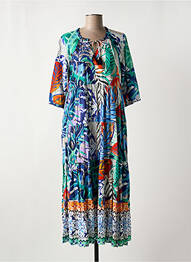 Robe longue imprimé fantaisie manches courtes bleu ORIENTIQUE NATURALLY femme