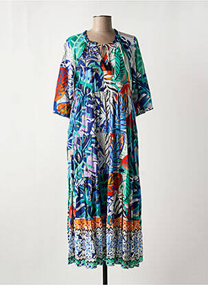 Robe longue imprimé fantaisie manches courtes bleu ORIENTIQUE NATURALLY femme