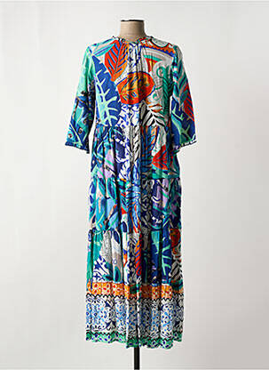 Robe longue imprimé fantaisie manches courtes bleu ORIENTIQUE NATURALLY femme