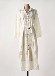 Robe longue manches longues manches longues beige NATHALIE CHAIZE femme