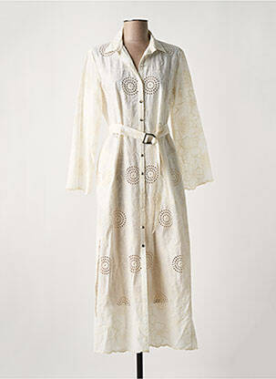 Robe longue manches longues manches longues beige NATHALIE CHAIZE femme