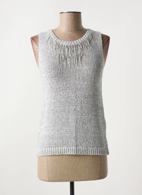 Pull coupe cintrée sans manche gris LUISA CERANO femme