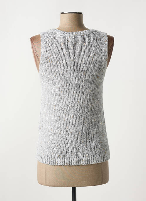 Pull coupe cintrée sans manche gris LUISA CERANO femme