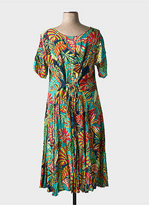 Robe mi-longue coupe fluide manches courtes vert ORIENTIQUE NATURALLY femme