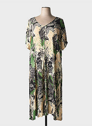 Robe longue manches courtes manches courtes noir ORIENTIQUE NATURALLY femme