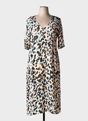 Robe mi-longue coupe fluide manches courtes rose ORTO BOTANICO femme