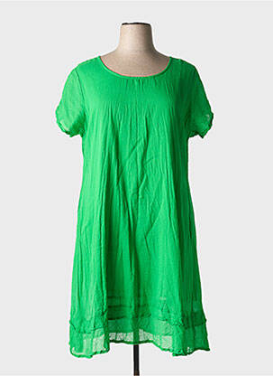 Robe courte coupe évasée manches courtes vert ORIENTIQUE NATURALLY femme
