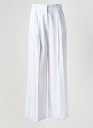 Pantalon large tissage popeline taille haute blanc EMME M femme