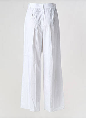Pantalon large tissage popeline taille haute blanc EMME M femme
