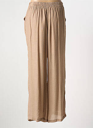 Pantalon large tissage crêpe taille haute marron GOA femme