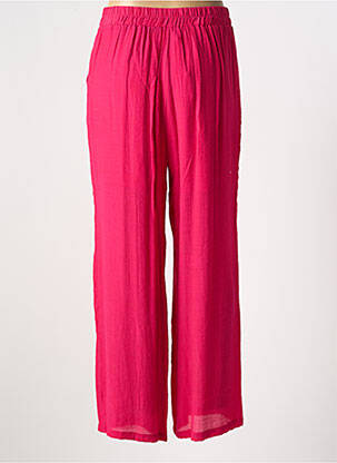 Pantalon large tissage crêpe taille haute rose GOA femme