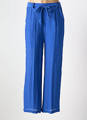 Pantalon large tissage crêpe taille haute bleu GOA femme