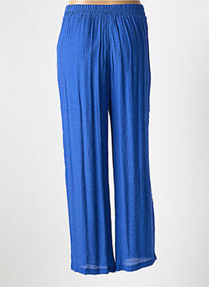 Pantalon large tissage crêpe taille haute bleu GOA femme