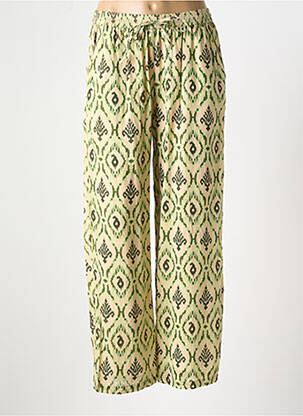Pantalon droit tissage popeline taille normale vert GOA femme