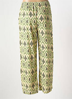 Pantalon droit tissage popeline taille normale vert GOA femme