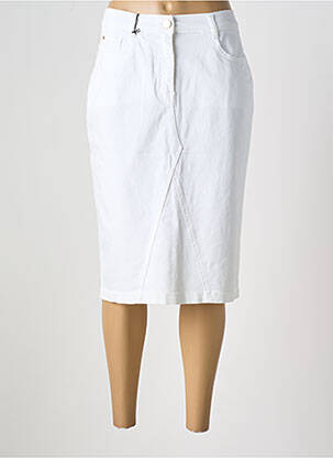 Jupe mi-longue coupe droite blanc EAST DRIVE femme