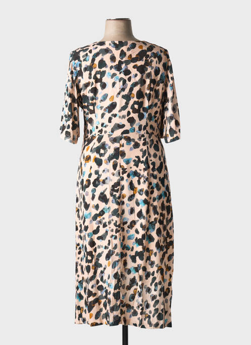 Robe mi-longue coupe fluide manches courtes rose ORTO BOTANICO femme