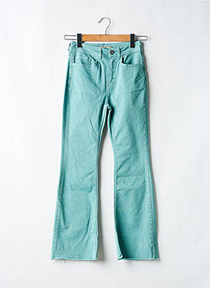 Pantalon droit fermeture zippée sous rabat boutonné bleu LA FEE MARABOUTEE femme