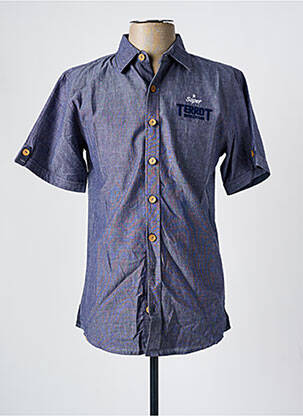 Chemise manches courtes coupe cintrée bleu TERROT homme