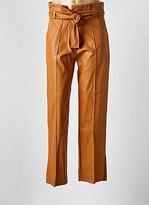 Pantalon droit fermeture zippée sous rabat boutonné marron LES ACOLYTES femme