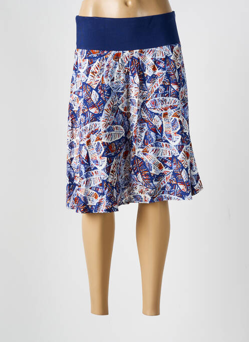 Jupe mi-longue taille élastique bleu DAMART femme