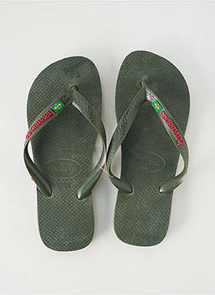 Tongs tissage satiné bout ouvert vert HAVAIANAS homme