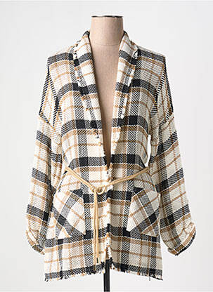 Gilet manches longues col châle beige CAROLINE BISS femme