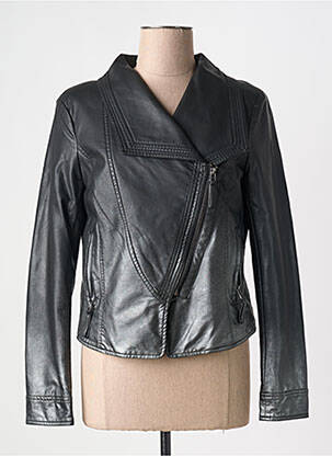 Veste simili cuir poches noir HUIT SIX SEPT femme