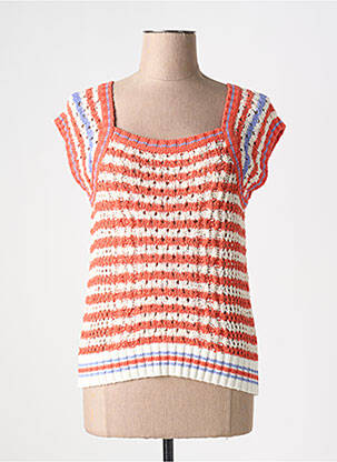 Pull coupe cintrée manches courtes orange CAROLINE BISS femme