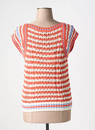 Pull coupe cintrée manches courtes orange CAROLINE BISS femme