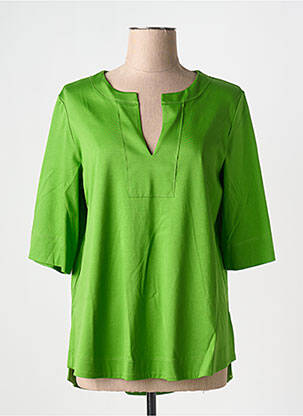 Blouse tissage popeline manches courtes vert ELENA MIRO femme