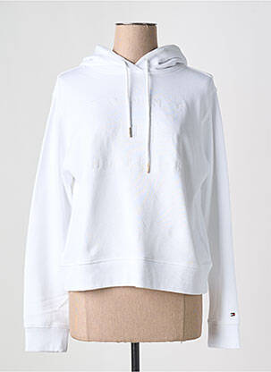 Sweat-shirt à capuche broderie manches longues blanc TOMMY HILFIGER femme