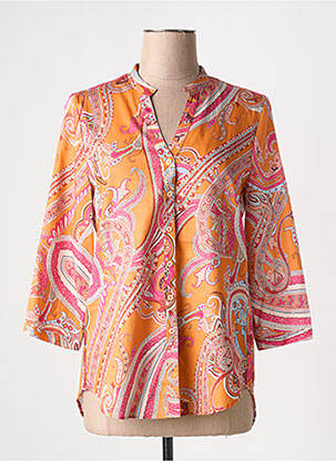 Chemisier coupe cintrée manches 3/4 orange ETERNA femme