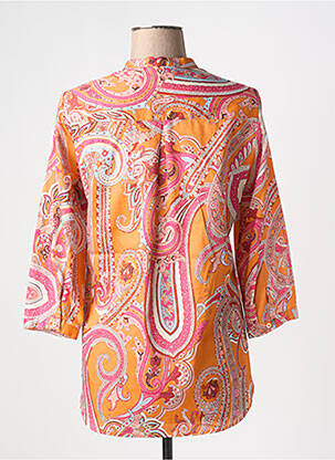 Chemisier coupe cintrée manches 3/4 orange ETERNA femme