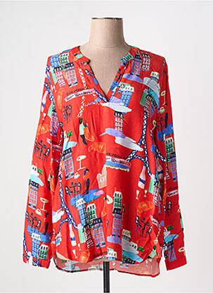 Blouse tissage popeline manches longues rouge ETERNA femme